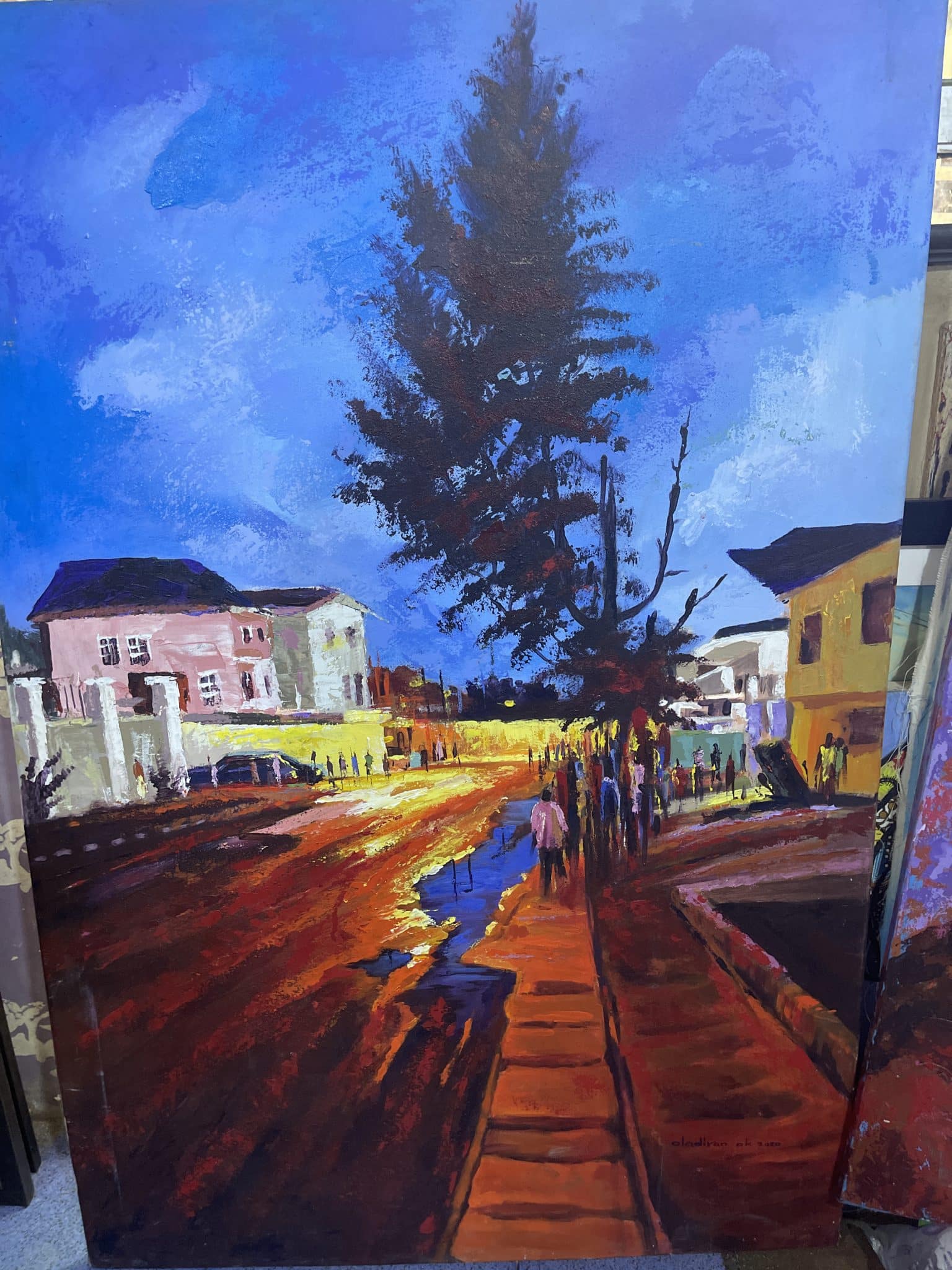 Blue Lagos Painting Local Purse